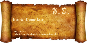 Werb Demeter névjegykártya